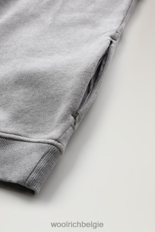 klassieke fleece ronde hals met geborduurd logo Woolrich Heren 8TTN0710 middengrijs gemêleerd kleding