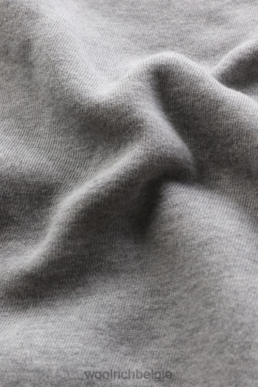 klassieke fleece ronde hals met geborduurd logo Woolrich Heren 8TTN0710 middengrijs gemêleerd kleding