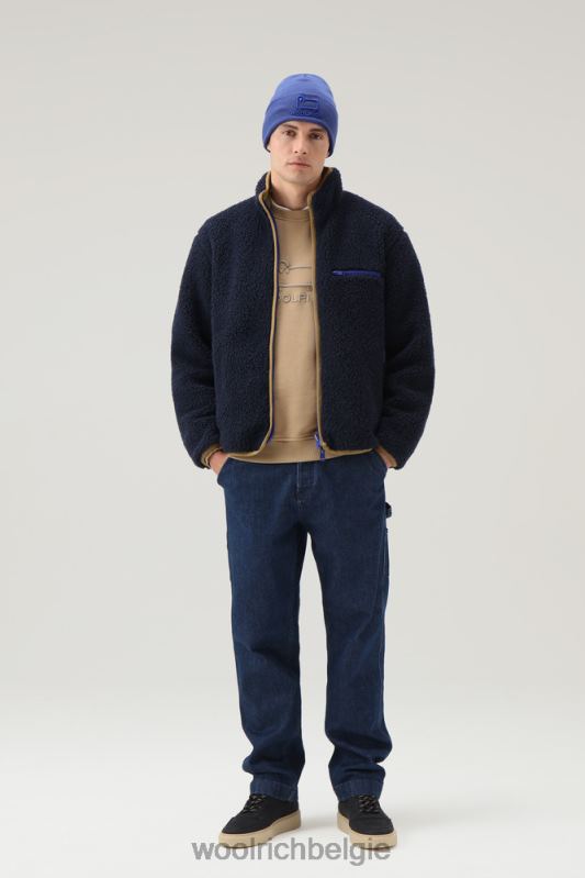 klassieke fleece ronde hals met geborduurd logo Woolrich Heren 8TTN0713 goud kaki kleding