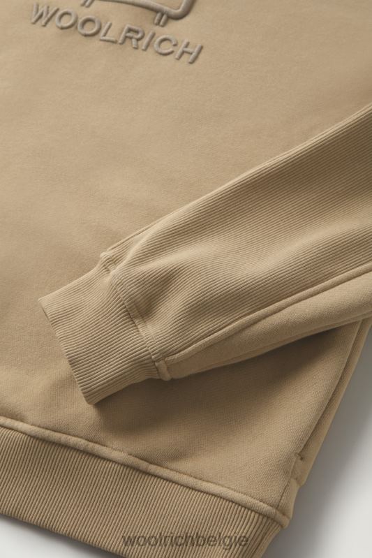 klassieke fleece ronde hals met geborduurd logo Woolrich Heren 8TTN0713 goud kaki kleding