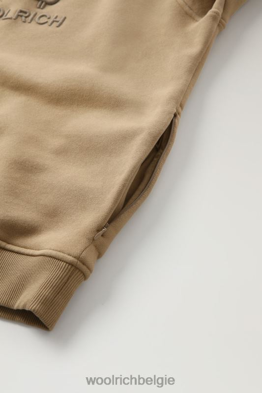klassieke fleece ronde hals met geborduurd logo Woolrich Heren 8TTN0713 goud kaki kleding