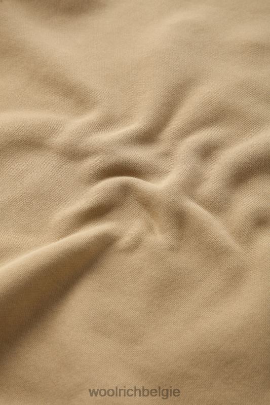 klassieke fleece ronde hals met geborduurd logo Woolrich Heren 8TTN0713 goud kaki kleding