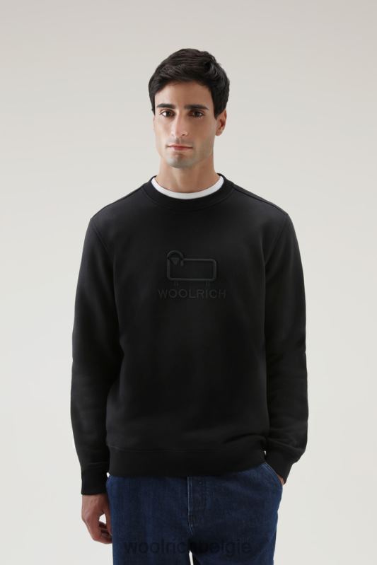 klassieke fleece ronde hals met geborduurd logo Woolrich Heren 8TTN0728 zwart kleding