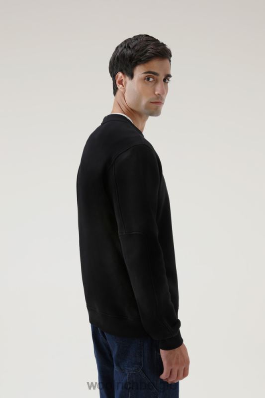 klassieke fleece ronde hals met geborduurd logo Woolrich Heren 8TTN0728 zwart kleding