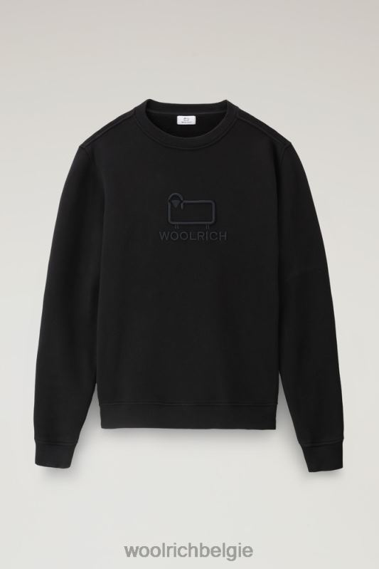klassieke fleece ronde hals met geborduurd logo Woolrich Heren 8TTN0728 zwart kleding