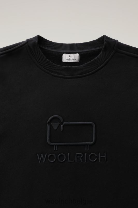 klassieke fleece ronde hals met geborduurd logo Woolrich Heren 8TTN0728 zwart kleding