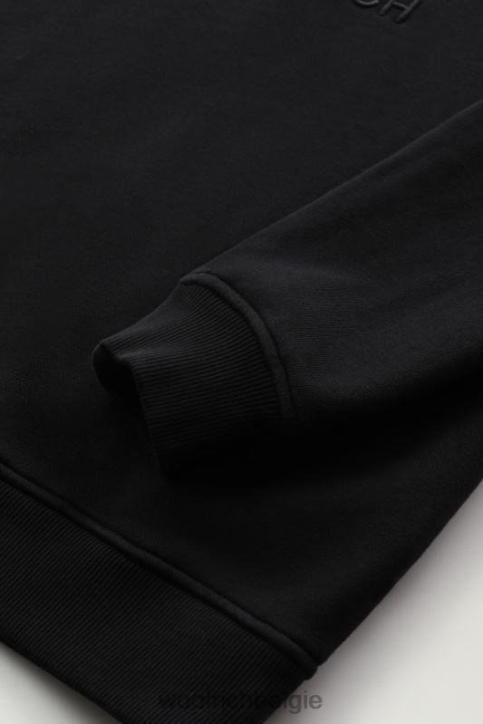 klassieke fleece ronde hals met geborduurd logo Woolrich Heren 8TTN0728 zwart kleding