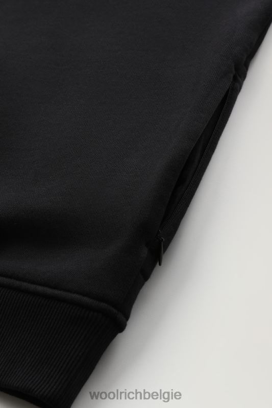klassieke fleece ronde hals met geborduurd logo Woolrich Heren 8TTN0728 zwart kleding