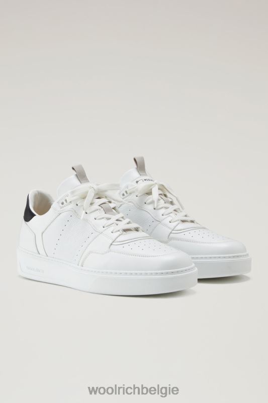 klassieke mandsneakers van zacht leer Woolrich Heren 8TTN0631 wit Zwart schoenen