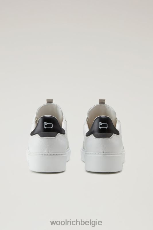 klassieke mandsneakers van zacht leer Woolrich Heren 8TTN0631 wit Zwart schoenen