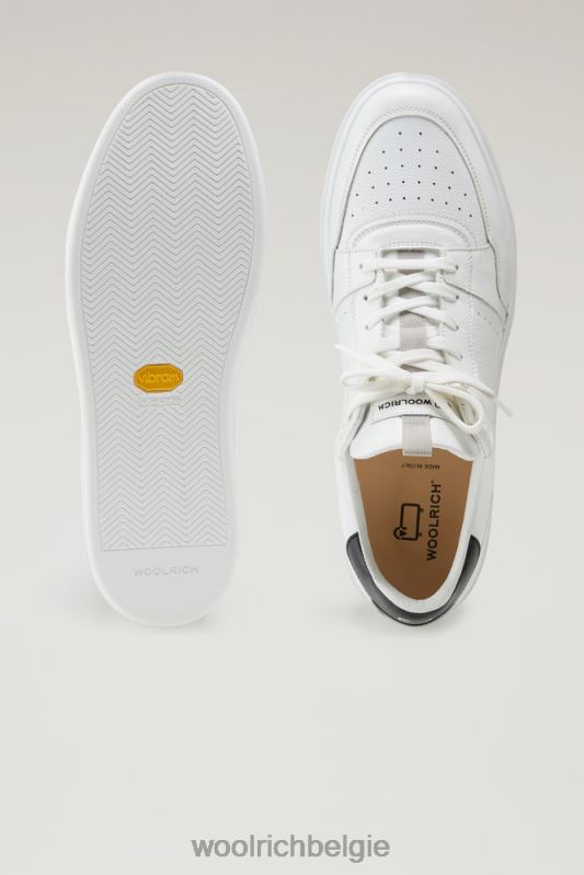 klassieke mandsneakers van zacht leer Woolrich Heren 8TTN0631 wit Zwart schoenen