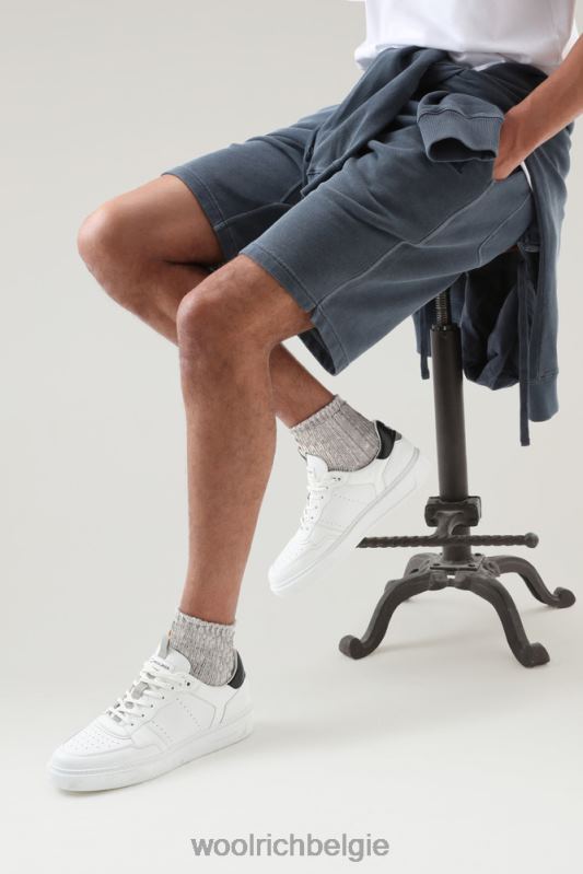 klassieke mandsneakers van zacht leer Woolrich Heren 8TTN0631 wit Zwart schoenen