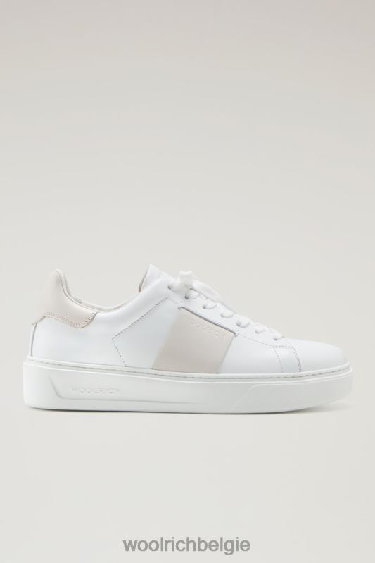klassieke pumps van zacht kalfsleer met contrasterende details Woolrich vrouwen 8TTN0176 witte crème schoenen