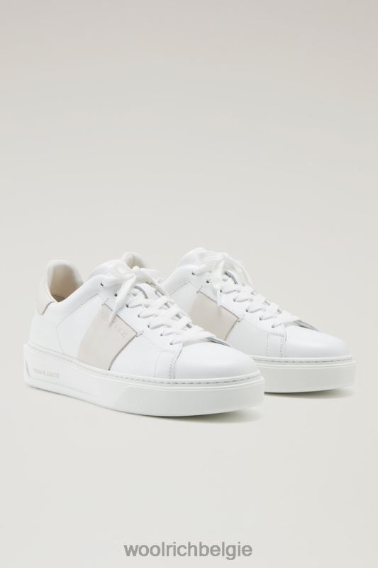 klassieke pumps van zacht kalfsleer met contrasterende details Woolrich vrouwen 8TTN0176 witte crème schoenen