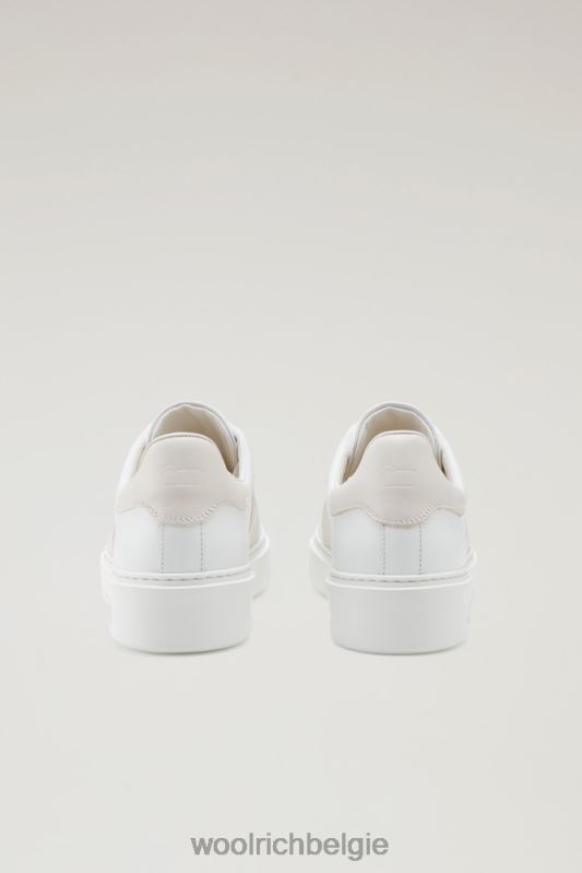 klassieke pumps van zacht kalfsleer met contrasterende details Woolrich vrouwen 8TTN0176 witte crème schoenen