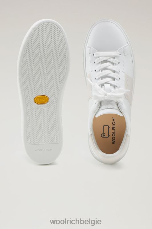 klassieke pumps van zacht kalfsleer met contrasterende details Woolrich vrouwen 8TTN0176 witte crème schoenen