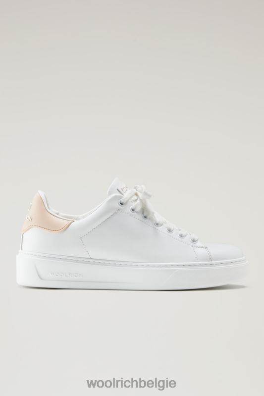klassieke pumps van zacht kalfsleer met contrasterende patch aan de achterkant Woolrich vrouwen 8TTN0181 witte perzik schoenen