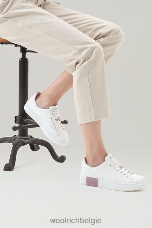 klassieke pumps van zacht leer met contrasterende voering Woolrich vrouwen 8TTN0201 witte roos schoenen