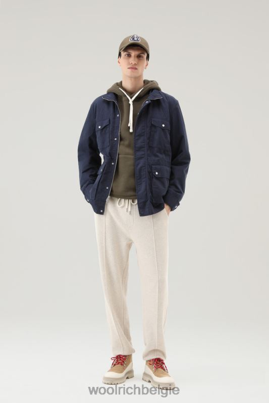kledinggeverfd veldjack van puur katoen Woolrich Heren 8TTN0426 Melton blauw kleding