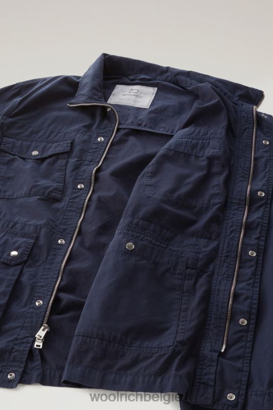 kledinggeverfd veldjack van puur katoen Woolrich Heren 8TTN0426 Melton blauw kleding