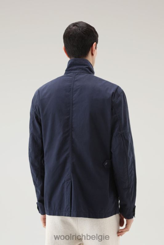 kledinggeverfd veldjack van puur katoen Woolrich Heren 8TTN0426 Melton blauw kleding