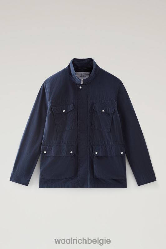 kledinggeverfd veldjack van puur katoen Woolrich Heren 8TTN0426 Melton blauw kleding