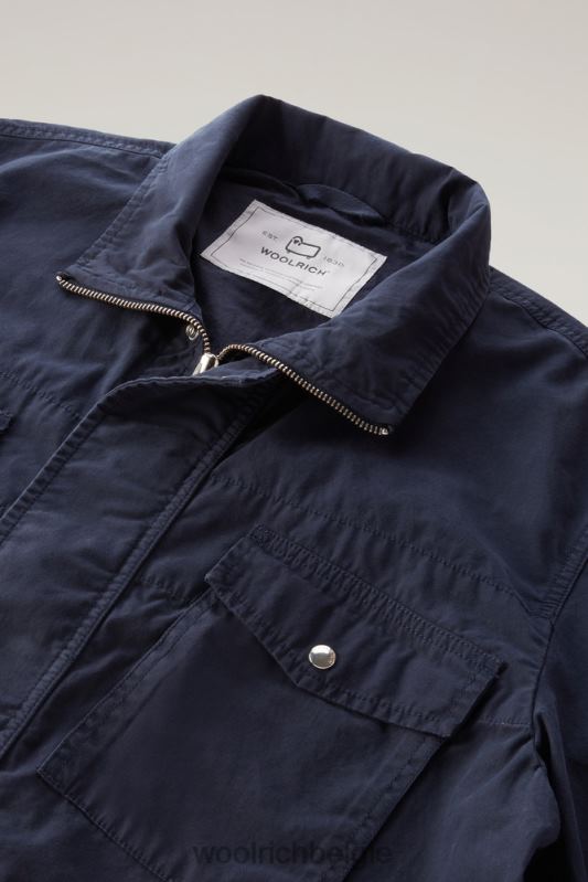 kledinggeverfd veldjack van puur katoen Woolrich Heren 8TTN0426 Melton blauw kleding
