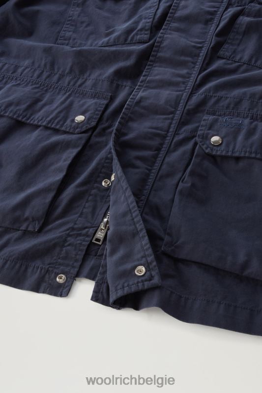 kledinggeverfd veldjack van puur katoen Woolrich Heren 8TTN0426 Melton blauw kleding