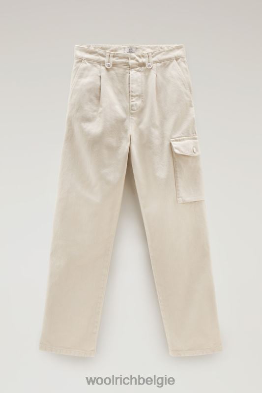 kledinggeverfde cargobroek van zuivere katoenen keperstof Woolrich vrouwen 8TTN022 melkachtige crème kleding