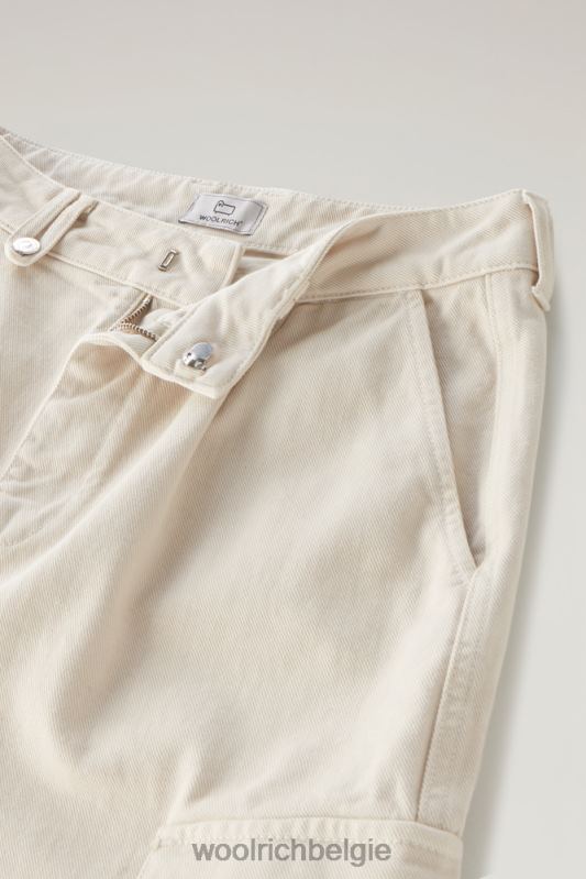 kledinggeverfde cargobroek van zuivere katoenen keperstof Woolrich vrouwen 8TTN022 melkachtige crème kleding