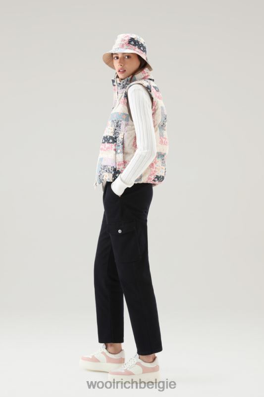 kledinggeverfde cargobroek van zuivere katoenen keperstof Woolrich vrouwen 8TTN066 Indigo blauw kleding