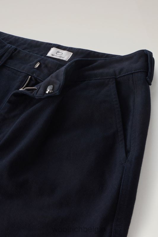 kledinggeverfde cargobroek van zuivere katoenen keperstof Woolrich vrouwen 8TTN066 Indigo blauw kleding