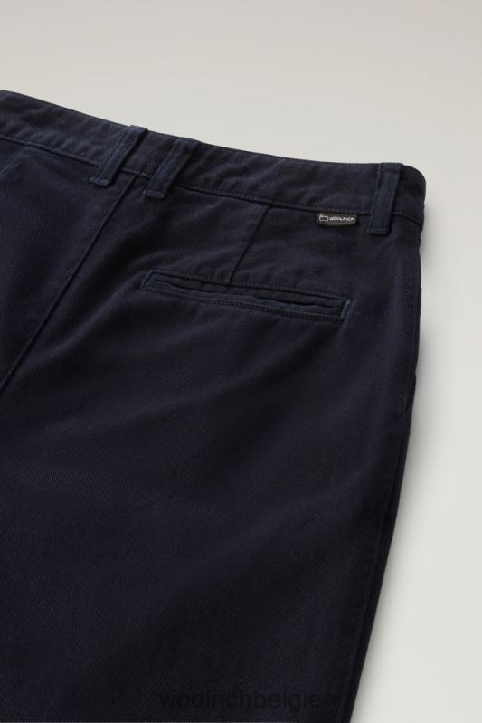 kledinggeverfde cargobroek van zuivere katoenen keperstof Woolrich vrouwen 8TTN066 Indigo blauw kleding