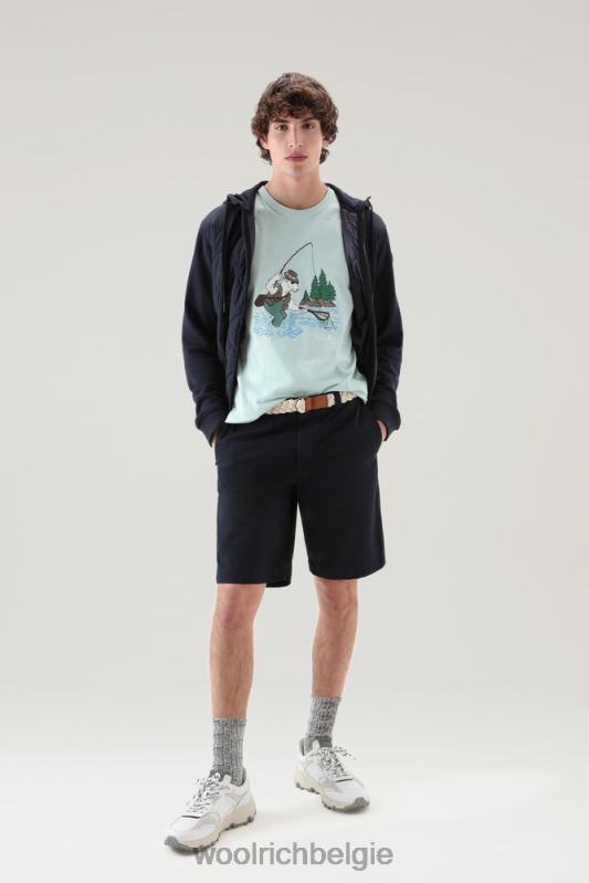 kledinggeverfde chinoshort 1 Woolrich Heren 8TTN0379 Melton blauw kleding