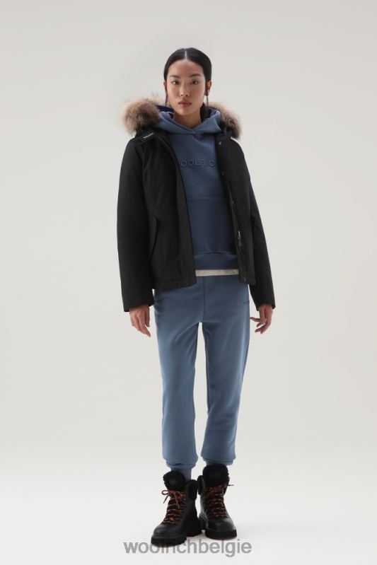 korte arctic parka van ramar-stof met afneembaar bont Woolrich vrouwen 8TTN0369 zwart kleding