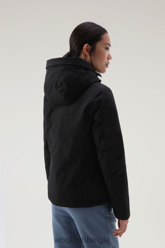 korte arctic parka van ramar-stof met afneembaar bont Woolrich vrouwen 8TTN0369 zwart kleding
