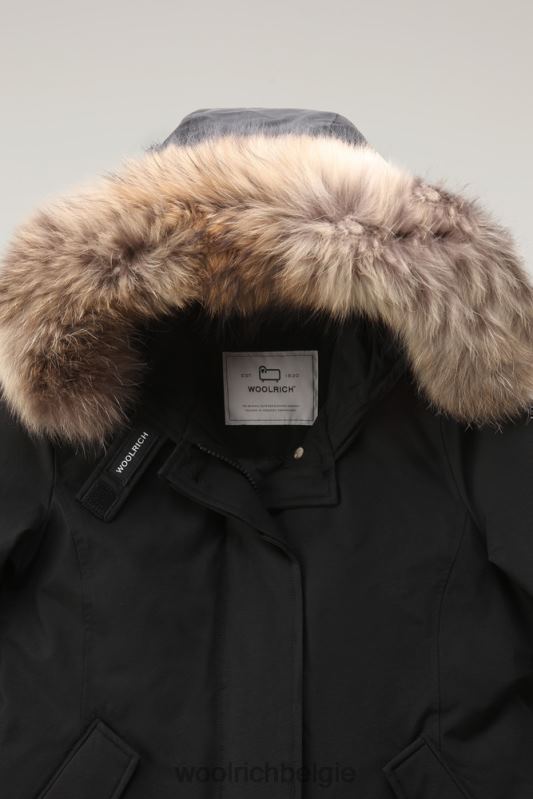 korte arctic parka van ramar-stof met afneembaar bont Woolrich vrouwen 8TTN0369 zwart kleding