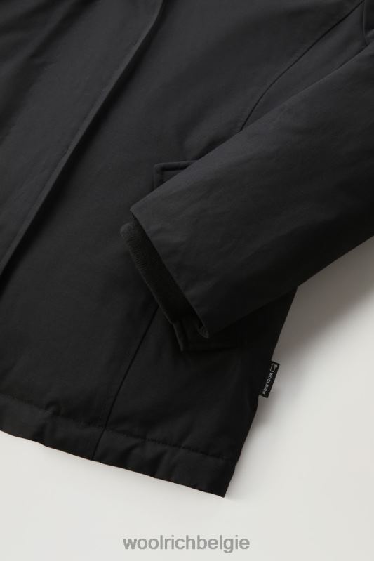 korte arctic parka van ramar-stof met afneembaar bont Woolrich vrouwen 8TTN0369 zwart kleding