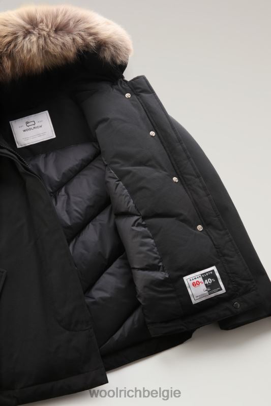 korte arctic parka van ramar-stof met afneembaar bont Woolrich vrouwen 8TTN0369 zwart kleding