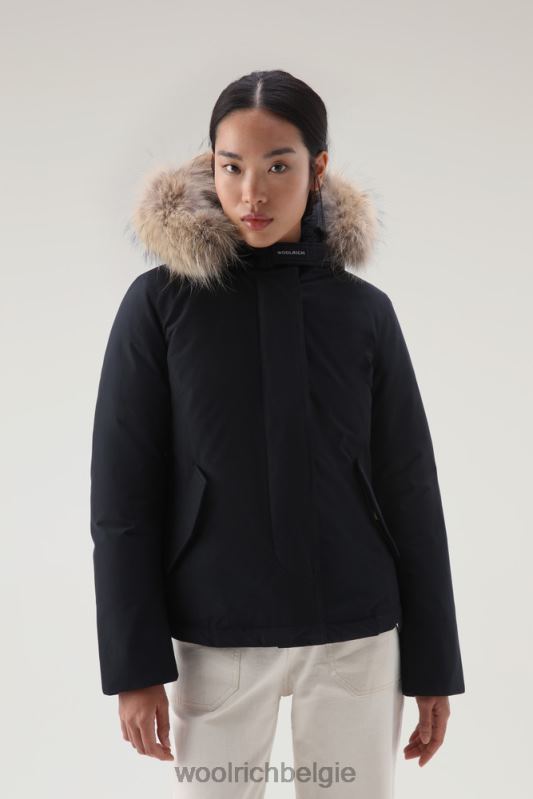 korte arctic parka van ramar-stof met afneembaar bont Woolrich vrouwen 8TTN0370 donker marine kleding