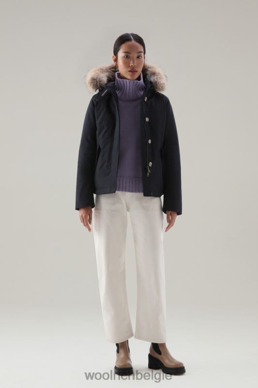 korte arctic parka van ramar-stof met afneembaar bont Woolrich vrouwen 8TTN0370 donker marine kleding