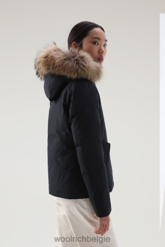 korte arctic parka van ramar-stof met afneembaar bont Woolrich vrouwen 8TTN0370 donker marine kleding
