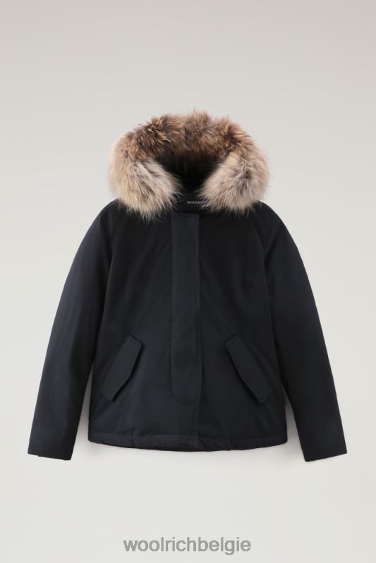 korte arctic parka van ramar-stof met afneembaar bont Woolrich vrouwen 8TTN0370 donker marine kleding