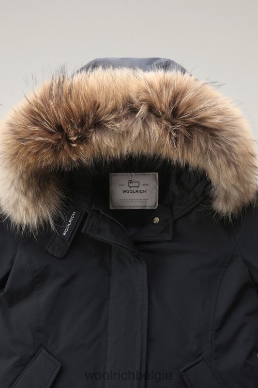 korte arctic parka van ramar-stof met afneembaar bont Woolrich vrouwen 8TTN0370 donker marine kleding