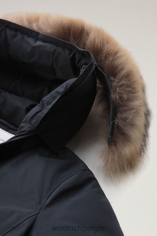 korte arctic parka van ramar-stof met afneembaar bont Woolrich vrouwen 8TTN0370 donker marine kleding