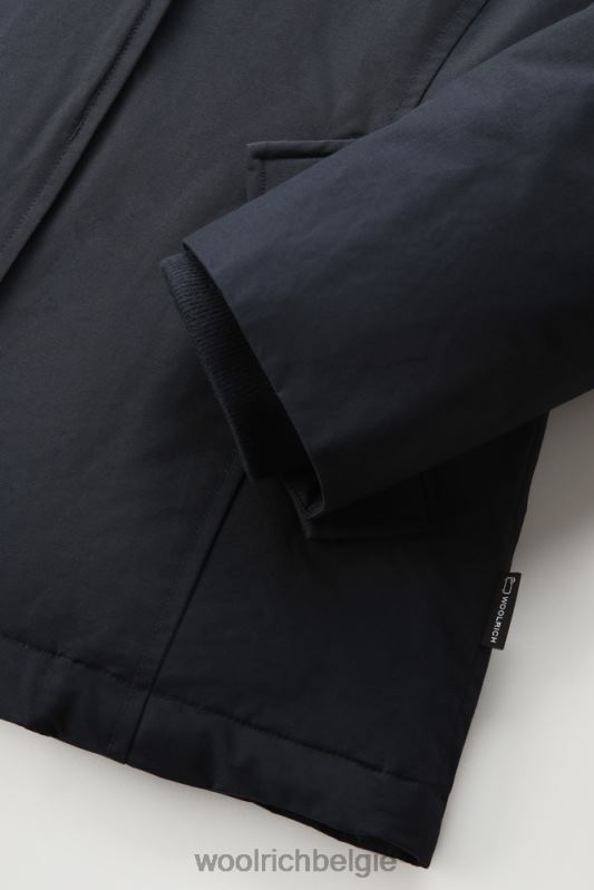 korte arctic parka van ramar-stof met afneembaar bont Woolrich vrouwen 8TTN0370 donker marine kleding