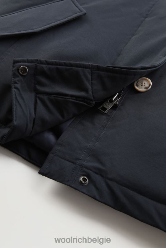 korte arctic parka van ramar-stof met afneembaar bont Woolrich vrouwen 8TTN0370 donker marine kleding
