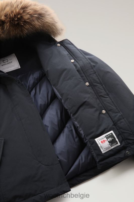 korte arctic parka van ramar-stof met afneembaar bont Woolrich vrouwen 8TTN0370 donker marine kleding