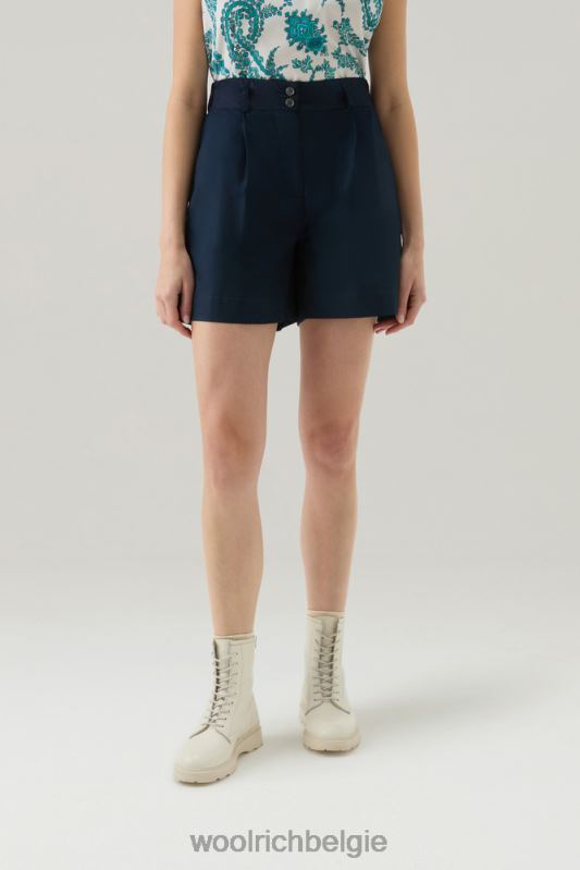 korte broek van puur katoenpopeline 1 Woolrich vrouwen 8TTN010 Melton blauw kleding