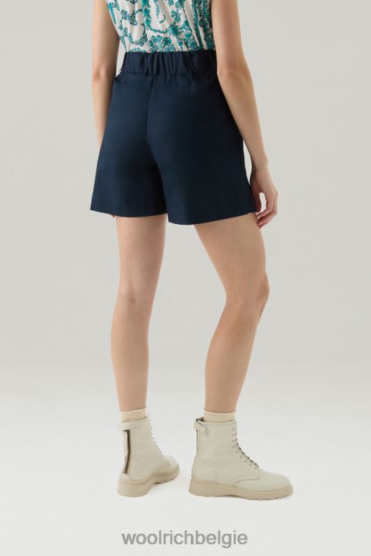 korte broek van puur katoenpopeline 1 Woolrich vrouwen 8TTN010 Melton blauw kleding